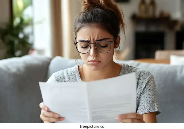 Focused Woman Reading Documents