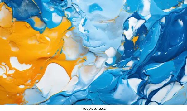 Abstract Oil Painting in Blue and Orange