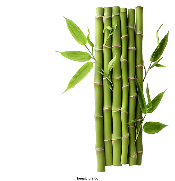 [Transparent Background PNG]Green Bamboo Stalks on White Background