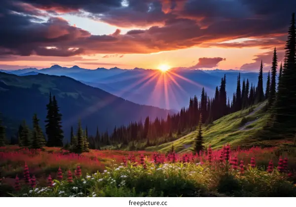 Colorful Mountain Sunset