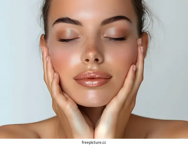 Woman with Freckles and Closed Eyes