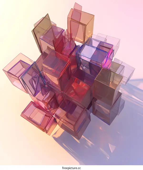 Abstract 3D Rendering of Colorful Geometric Shapes