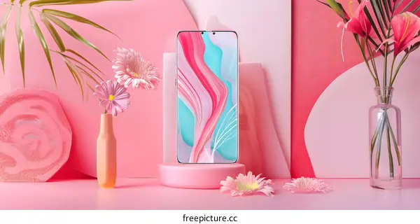 Pink and Blue Abstract Mobile Phone Background
