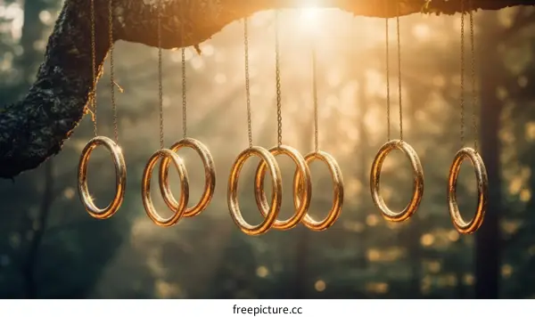 Golden Rings Hanging in the Forest