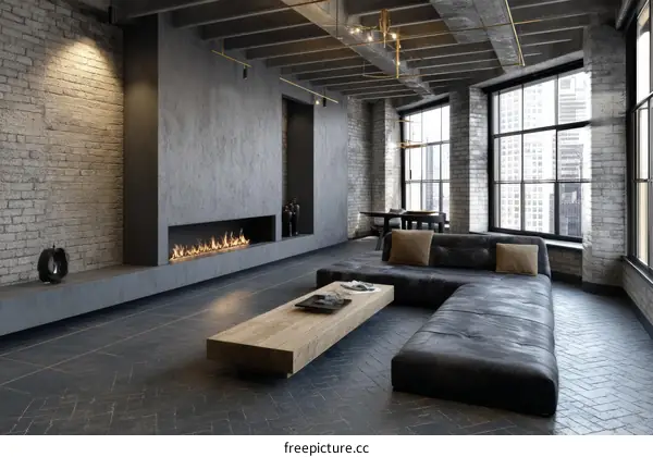 Modern Industrial Loft Living Room Design
