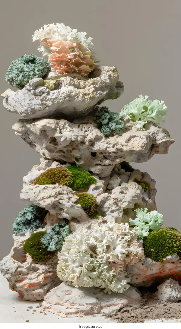 Stacked Rocks With Moss and Lichen