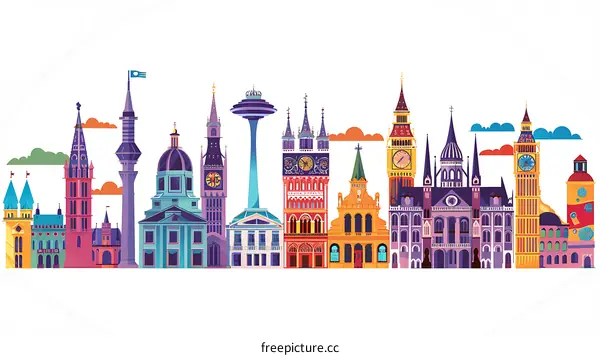 Famous Landmarks Around the World Illustration