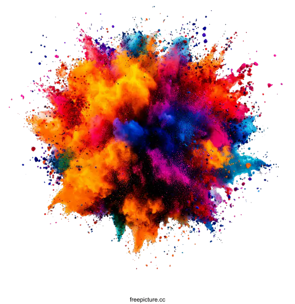 [Transparent Background PNG]Colorful Powder Explosion Abstract Background