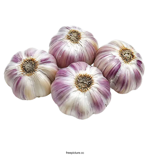 [Transparent Background PNG]Fresh Garlic Heads Close-Up Display