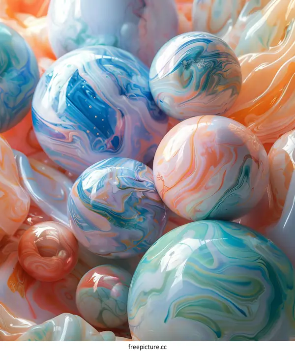Abstract Colorful Marble Balls