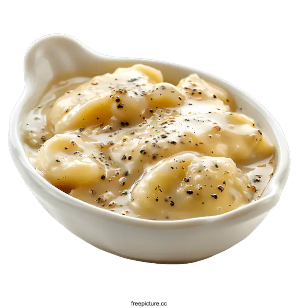 [Transparent Background PNG]Creamy scalloped potatoes in a white bowl