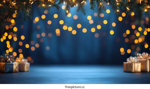 Christmas Festive Background with Gift Boxes