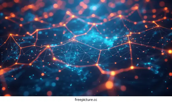 Blue and orange glowing plexus