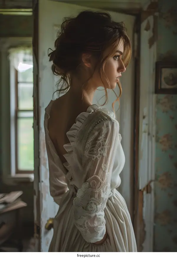 portrait of a girl in a white dress