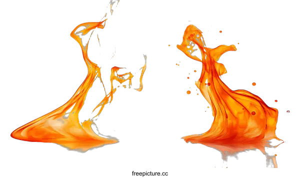 [Transparent Background PNG]Orange Liquid Splash Abstract Art