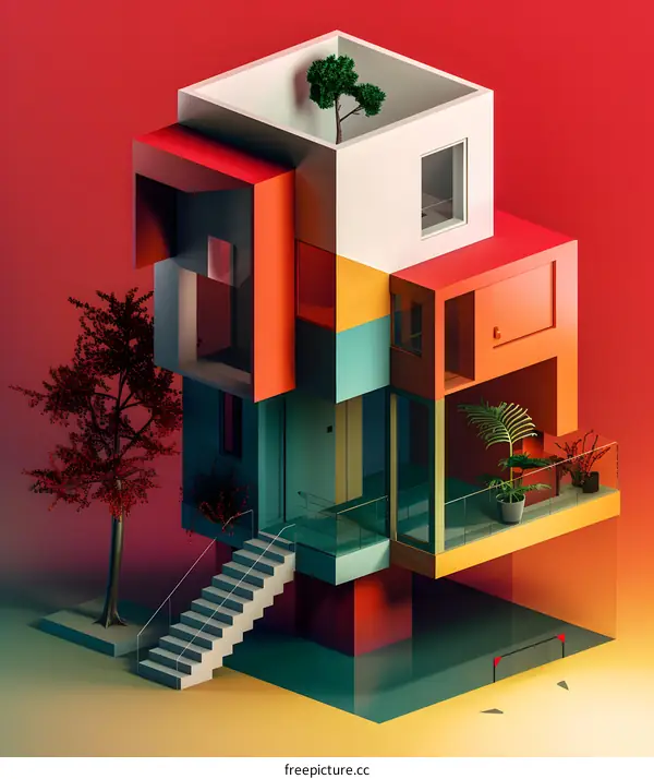 Abstract Building Architecture Illustration
