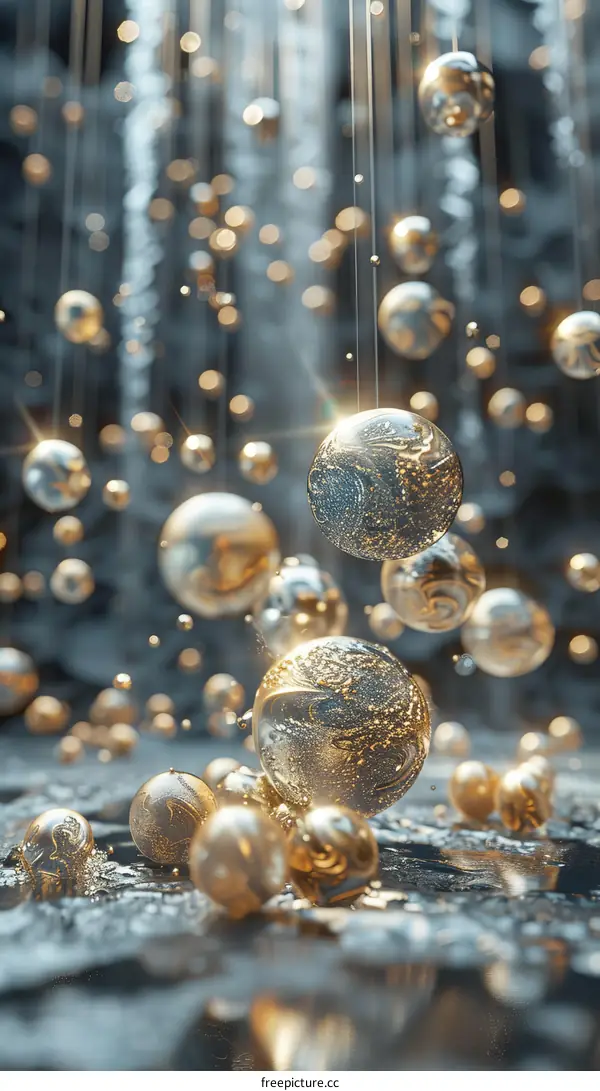 Abstract Golden Sphere Artistic Display