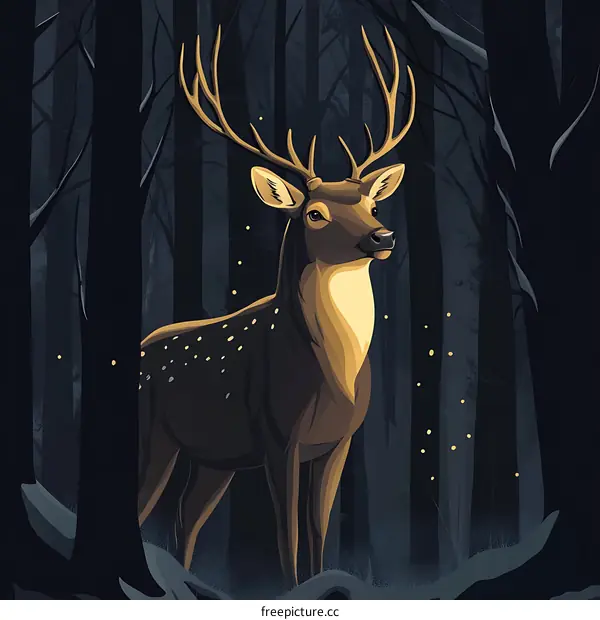 Deer in the Forest Illustration