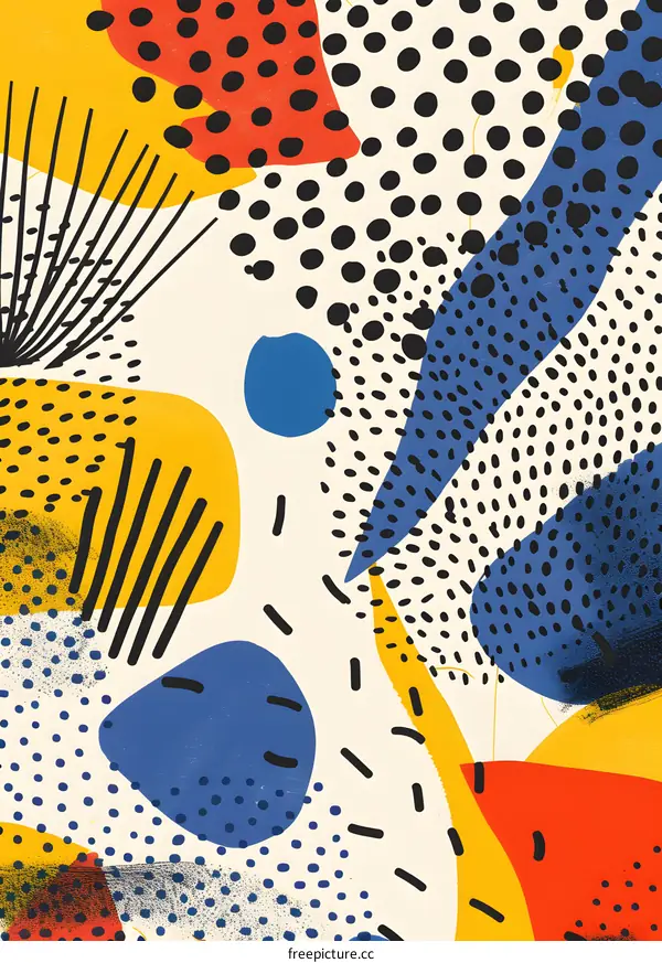 Abstract Geometric Shapes Yellow Blue Red Background