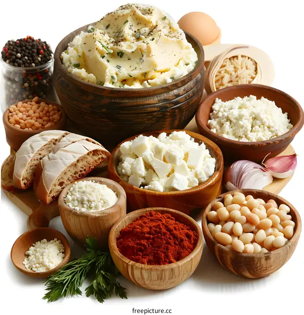 Various dairy products and spices