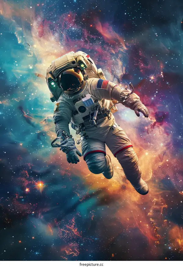 Astronaut Floating in the Vastness of Space