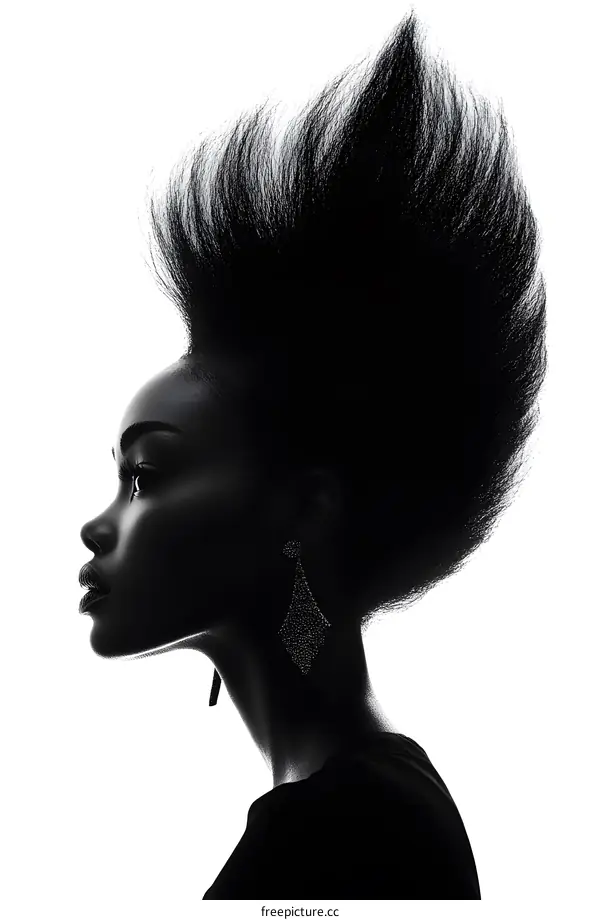Silhouette of a Black Woman With Big Hair