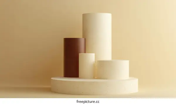 Abstract Geometric Cylindrical Display Podiums