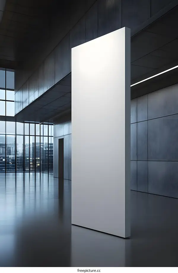 Blank Wall Mockup in Modern Office Building
