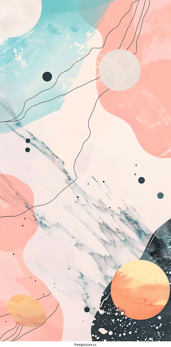 Abstract Art Painting with Colorful Circles and Lines