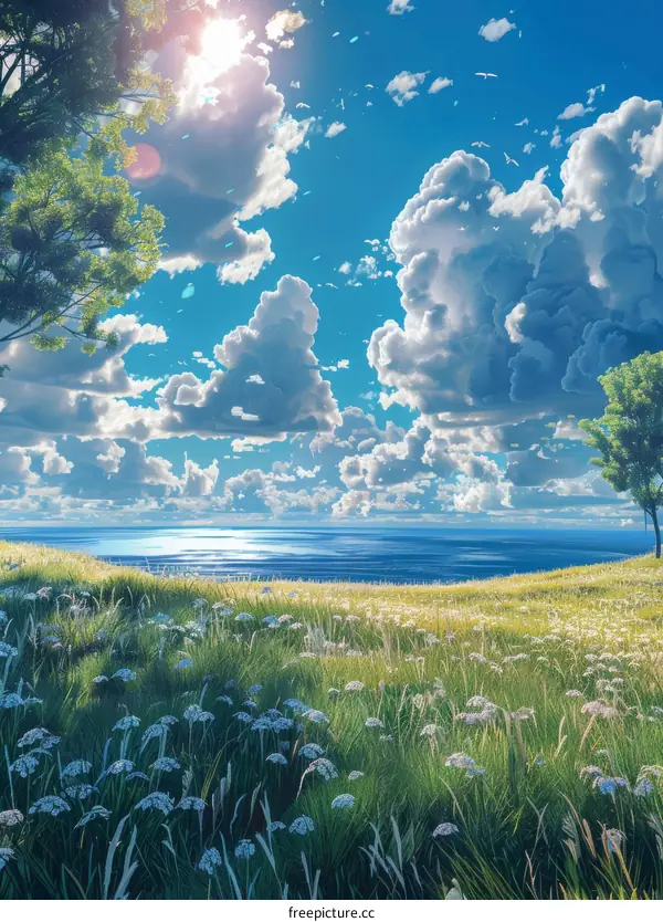 A Beautiful Summer Meadow by the Sea