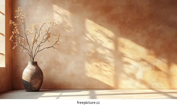 Warm Beige Interior with Dried Branches