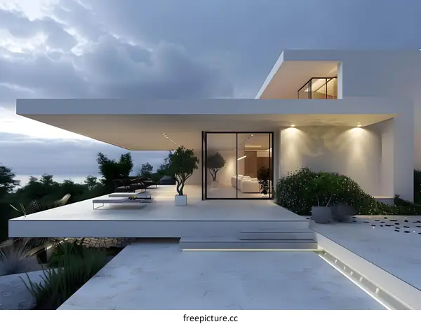 Modern Minimalist Home with Patio and Landscape