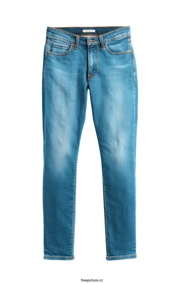 [Transparent Background PNG]Pair of Light Wash Denim Jeans on White Background