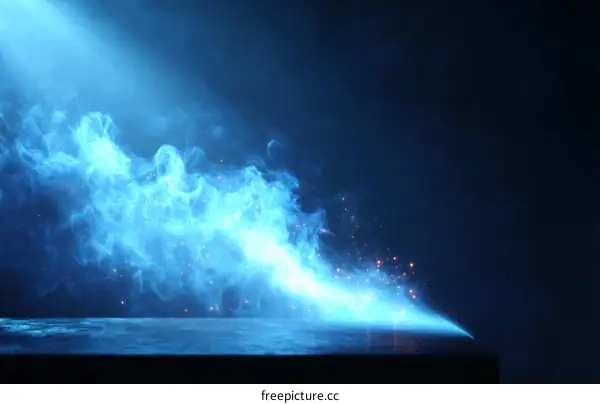Blue Light Smoke and Sparks Abstract Background