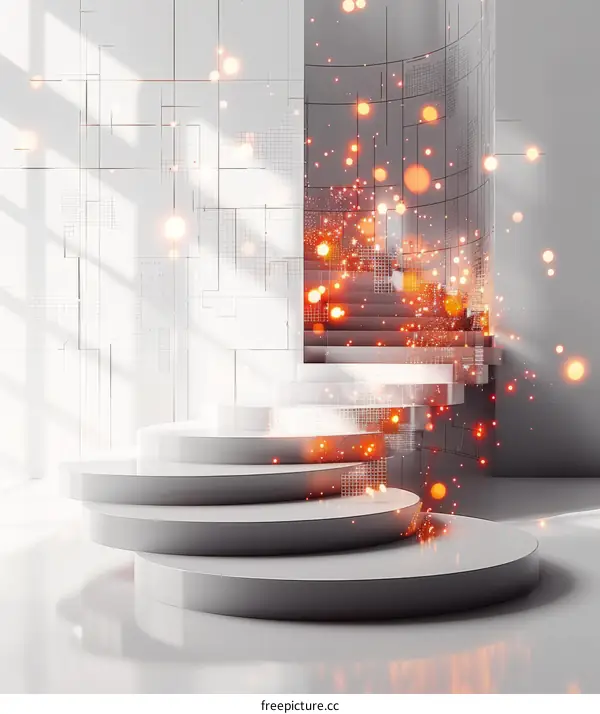 Glowing Particle Podium: 3D Rendering for Awards and Celebrations