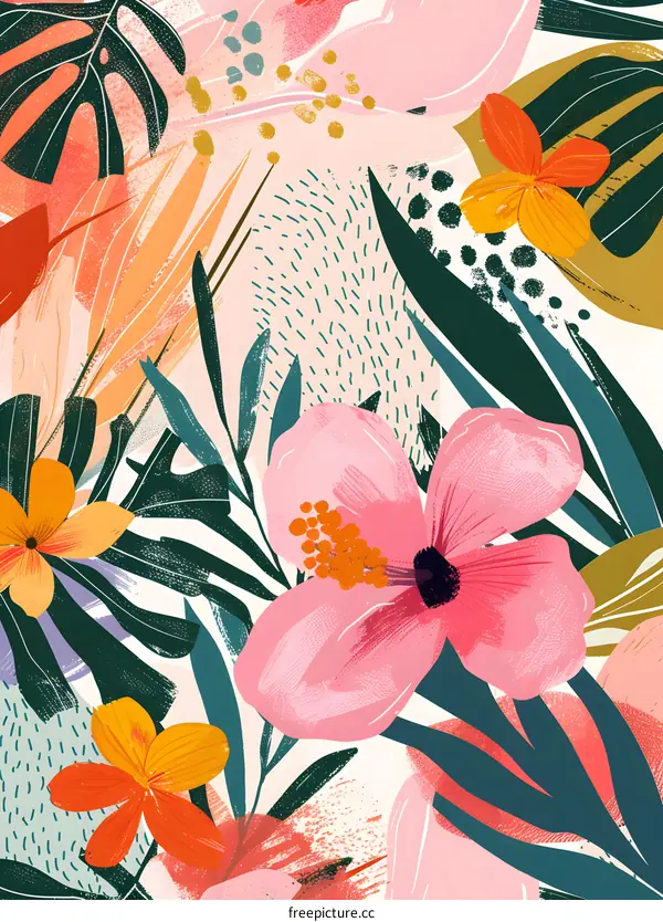 Tropical Floral Seamless Pattern Illustration