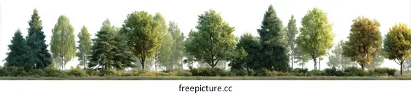 Forest Scenery with Various Trees