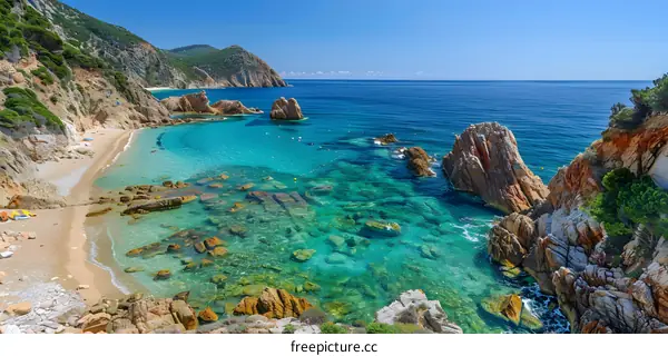 Rocky beach with crystal clear water