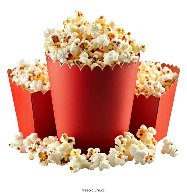 [Transparent Background PNG]Popcorn in Red Cinema Style Containers