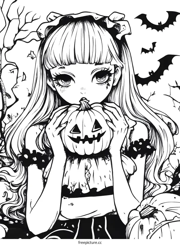 Halloween Girl with Pumpkin