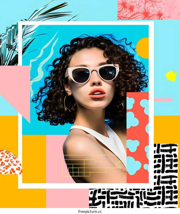 Summer Fashion Collage With Woman Wearing Sunglasses