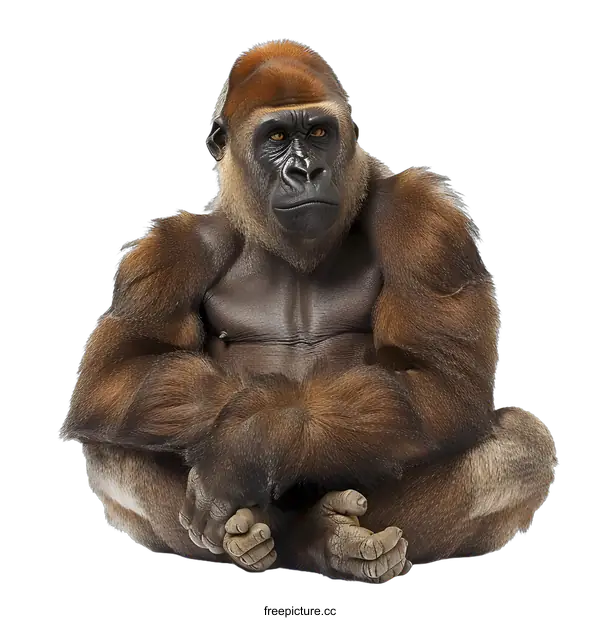 [Transparent Background PNG]Powerful Gorilla Portrait on White Background
