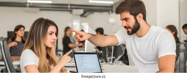 Two Colleagues Discussing Work in Office