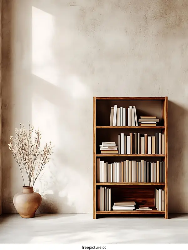 Cozy Bookcase Interior Design Illustration