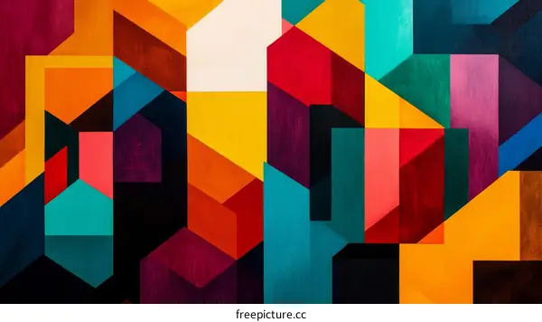 Abstract Geometric Shapes Colorful Composition