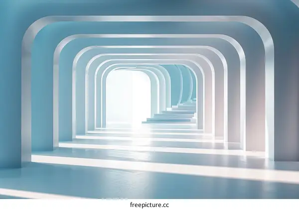 Blue and White Futuristic Corridor