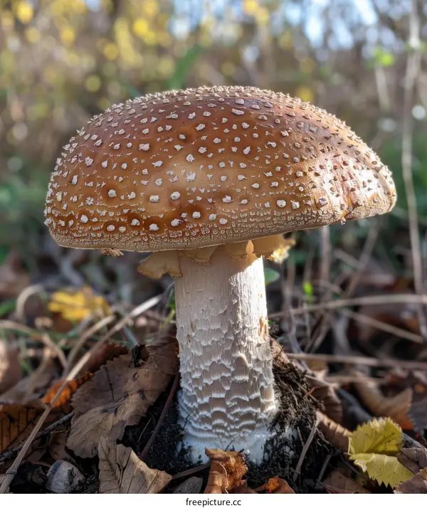 Macro Photo of a Large Brown and White Mushroom