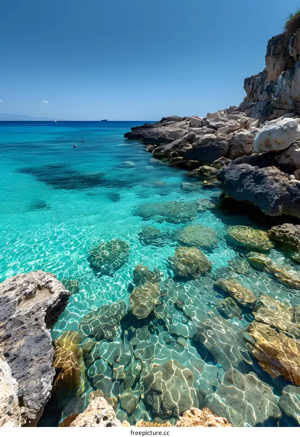 Rocky beach with crystal clear water
