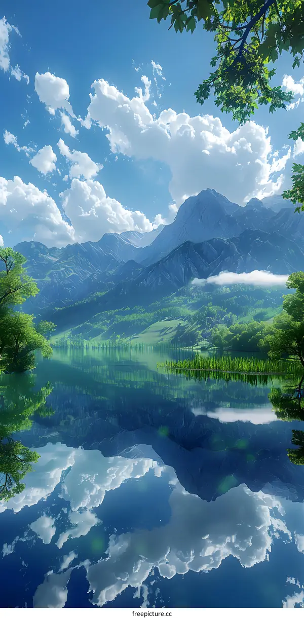 Mountains and lake landscape