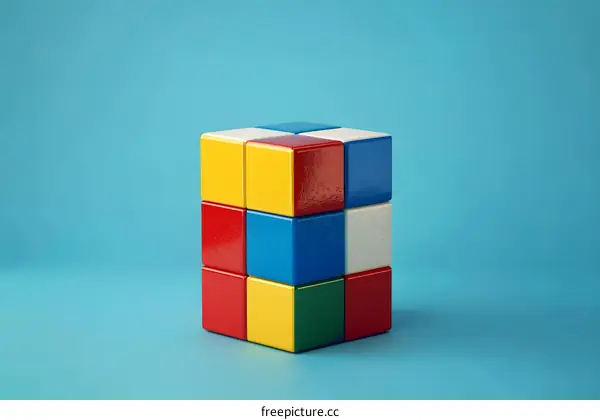 Colorful Blocks Puzzle Cube 3D Rendering